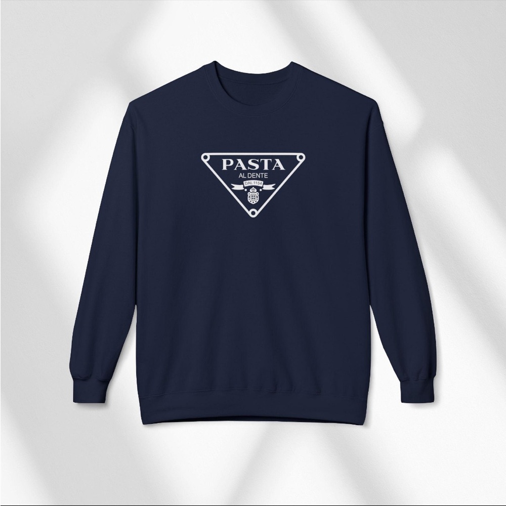 Unisex Navy Blue Pasta Logo Sweatshirt Designer-Inspired Italian